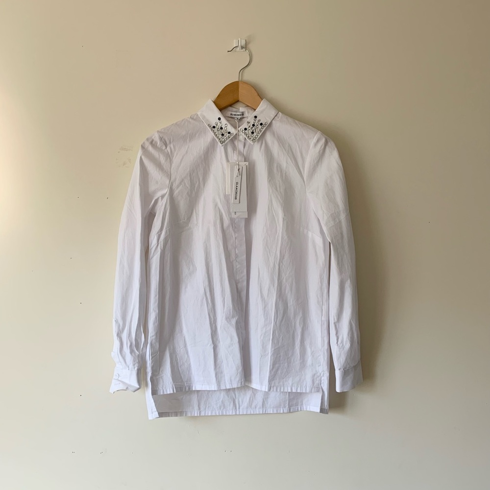 NWT GLAMOROUS | Sequined Collar Blouse